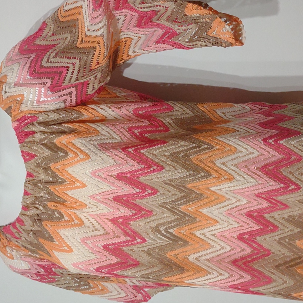 Tacera Multicolor Chevron Knit Mini Dress 3/4 Sleeve Retro Boho Size 1X - Picture 10 of 10